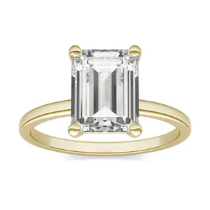 2.52 CTW DEW Emerald Forever One Moissanite Solitaire Ring in 14K Yellow Gold image, 2.52 CTW DEW Emerald Forever One Moissanite Solitaire Ring in 14K Yellow Gold