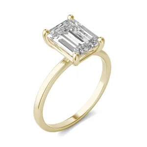 2.52 CTW DEW Emerald Forever One Moissanite Solitaire Ring in 14K Yellow Gold image, 2.52 CTW DEW Emerald Forever One Moissanite Solitaire Ring in 14K Yellow Gold