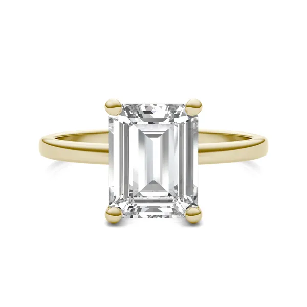 2.52 CTW DEW Emerald HOLYCOME Moissanite Solitaire Ring in 14K Yellow Gold