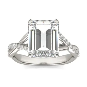 3.76 CTW DEW Emerald Signature Twisted Side-Stone Engagement Ring image, 3.76 CTW DEW Emerald Signature Twisted Side-Stone Engagement Ring