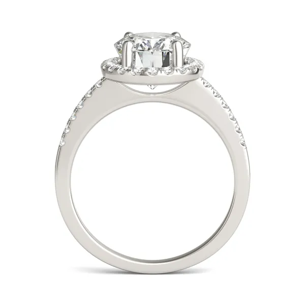 3.34 CTW DEW Oval HOLYCOME Moissanite Halo Accented Engagement Ring in 14K White Gold