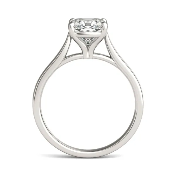 2.00 CTW DEW Cushion HOLYCOME Moissanite Cathedral Solitaire Engagement Ring in 14K White Gold