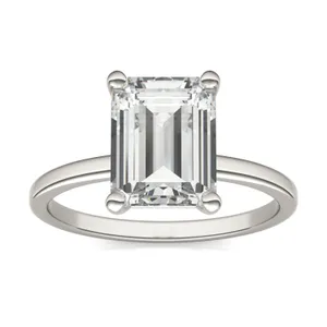 2.52 CTW DEW Emerald Forever One Moissanite Solitaire Ring in 14K White Gold image, 2.52 CTW DEW Emerald Forever One Moissanite Solitaire Ring in 14K White Gold