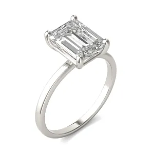 2.52 CTW DEW Emerald Forever One Moissanite Solitaire Ring in 14K White Gold image, 2.52 CTW DEW Emerald Forever One Moissanite Solitaire Ring in 14K White Gold