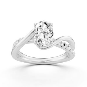 Crossover Oval Side Stone Engagement Ring