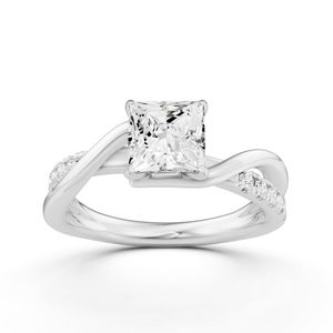 Crossover Princess Side Stone Engagement Ring