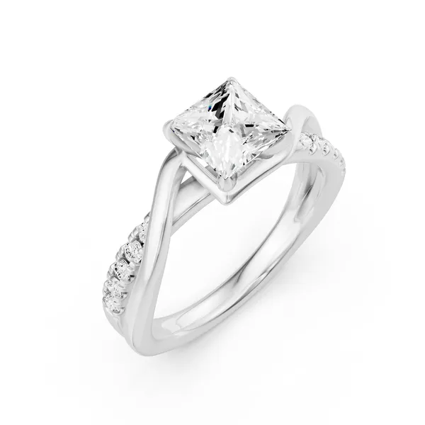 Crossover Princess Side Stone Engagement Ring
