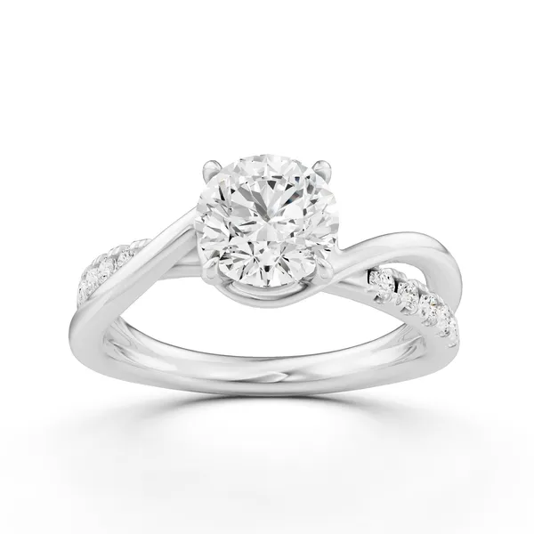 Crossover Round Side Stone Engagement Ring