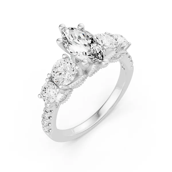 Marquise Graduated Side Stone Engagement Ring