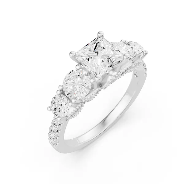 Princess Graduated Side Stone Engagement Ring