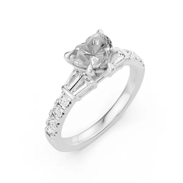 Heart Side Stone Engagement Ring