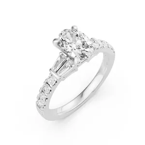 Oval Side Stone Engagement Ring