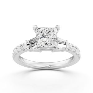 Princess Side Stone Engagement Ring