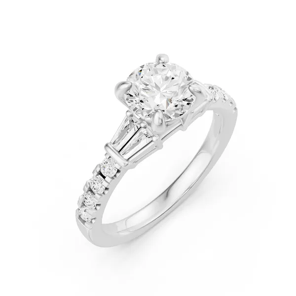 Round Side Stone Engagement Ring