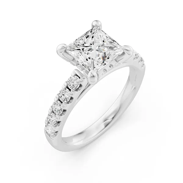 Princess Hidden Halo Accent Engagement Ring