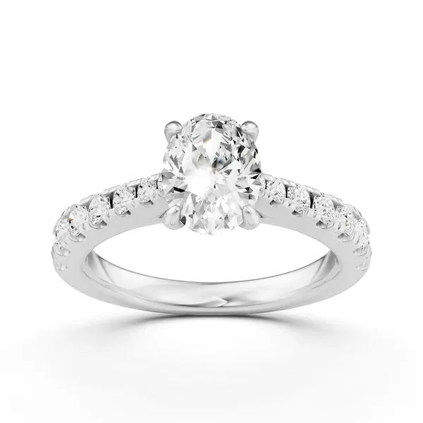 Graduated Oval Side Stone Engagement Ring