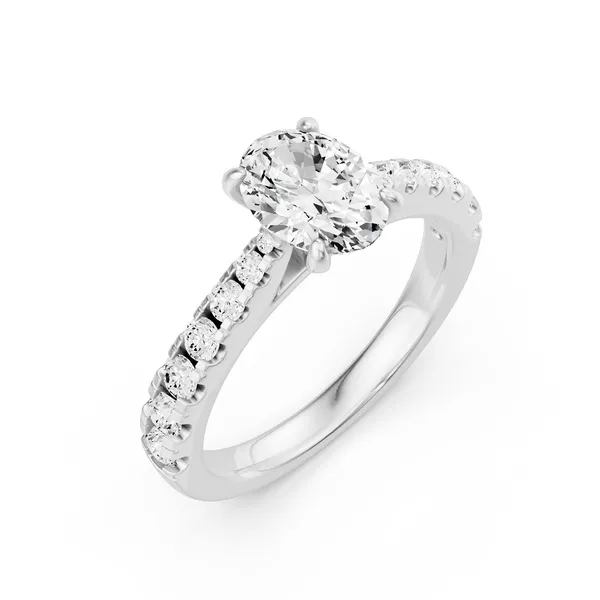 Graduated Oval Side Stone Engagement Ring