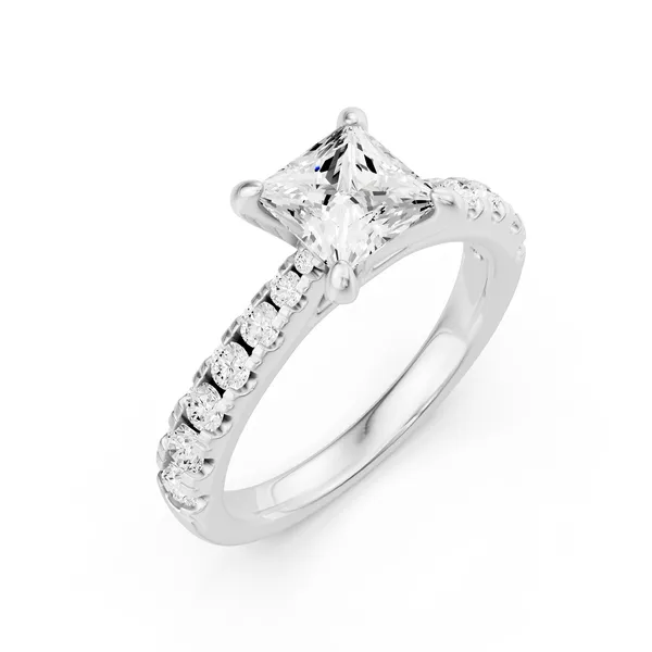 Graduated Princess Side Stone Engagement Ring