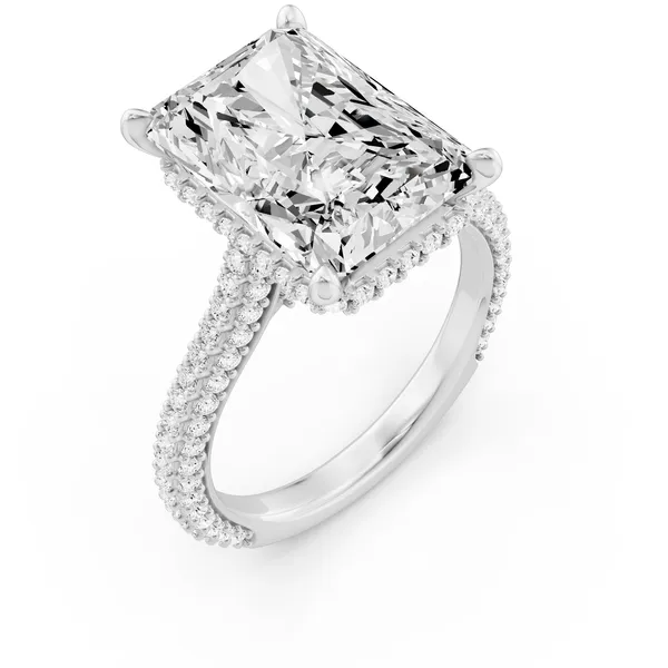 Radiant Hidden Halo Accent Engagement Ring