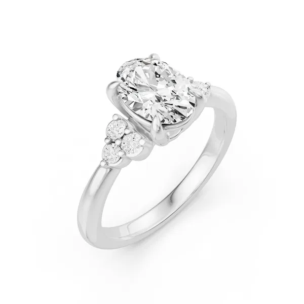 Oval Side Stone Engagement Ring