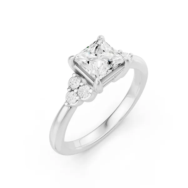 Princess Side Stone Engagement Ring