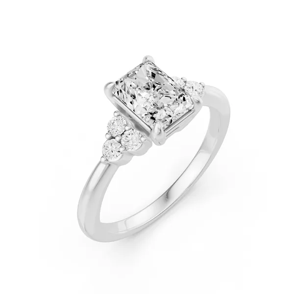 Radiant Side Stone Engagement Ring