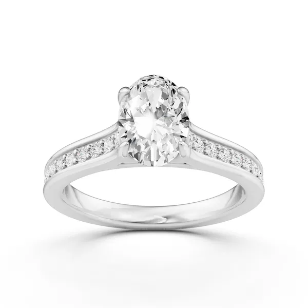 Oval Side Stone Engagement Ring