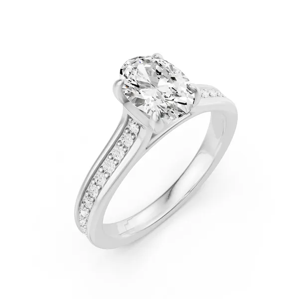 Oval Side Stone Engagement Ring
