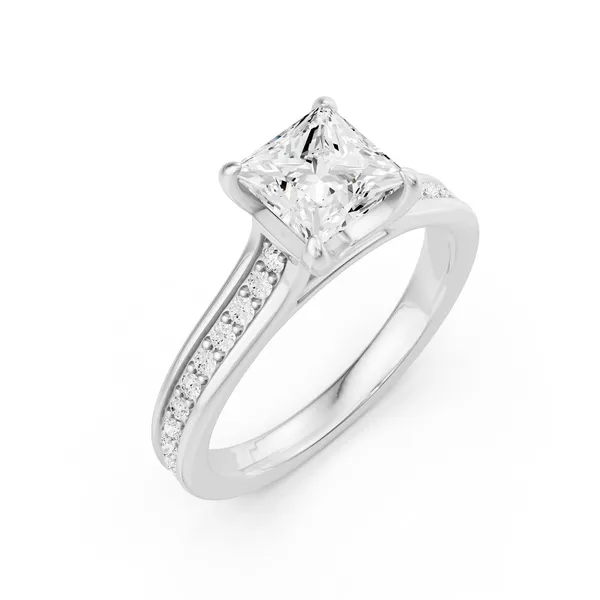 Princess Side Stone Engagement Ring