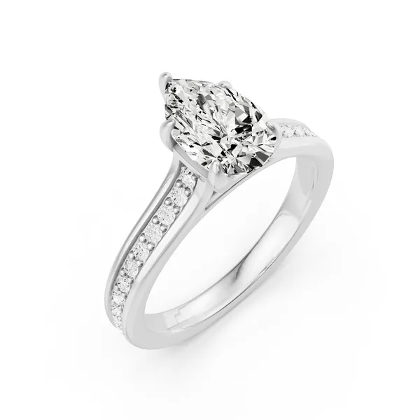 Pear Side Stone Engagement Ring