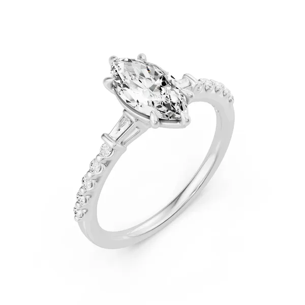 Baguette Sides Marquise Side Stone Engagement Ring