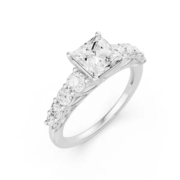 Princess Graduating Side Stone Engagement Ring