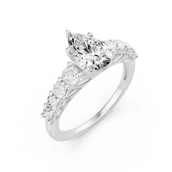 Pear Graduating Side Stone Engagement Ring