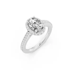 Pave Oval Halo Engagement Ring