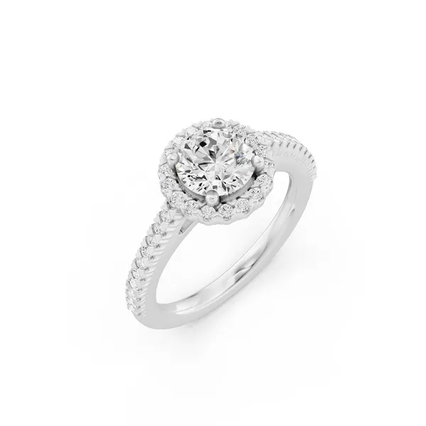 Pave Round Halo Engagement Ring