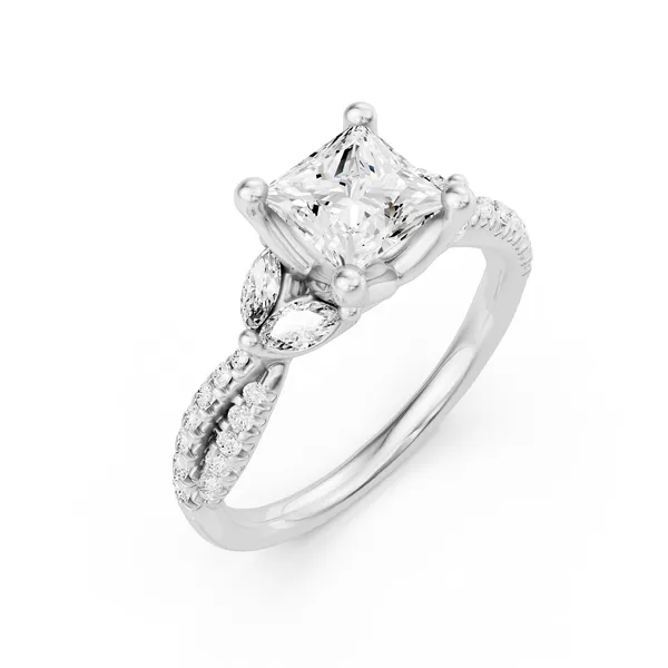 Princess Side Stone Engagement Ring