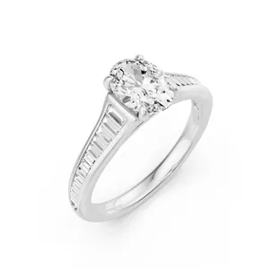 Baguette Side Stone Oval Engagement Ring