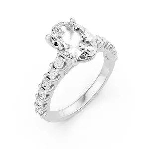 Oval Side Stone Engagement Ring