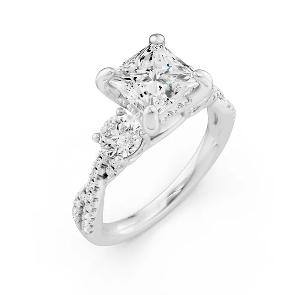 Princess Hidden Halo Twist Engagement Ring
