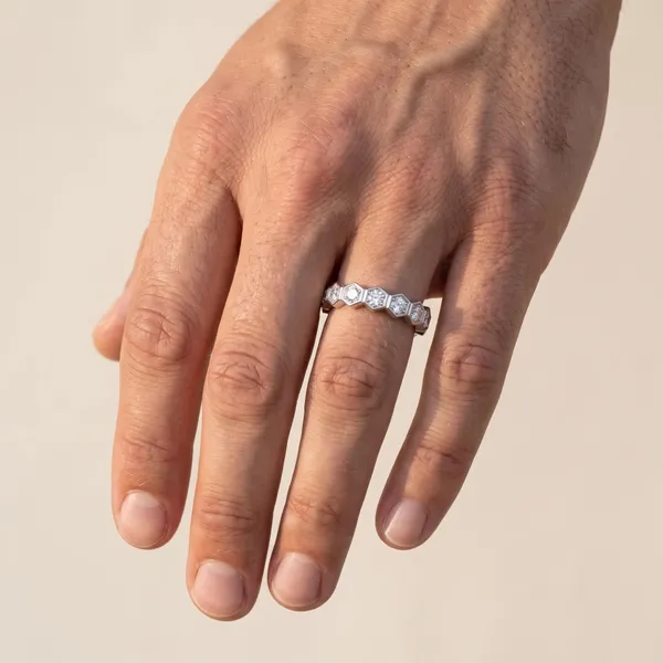 Men's Geometric Hexagon Diamond Essentials Wedding Band